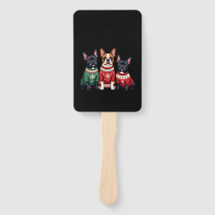 Christmas French Bulldogs Xmas Frenchie Dog 4 Hand Fan
