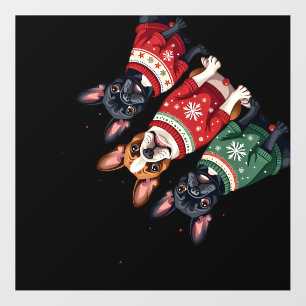 Christmas French Bulldogs Xmas Frenchie Dog 4 Wall Decal