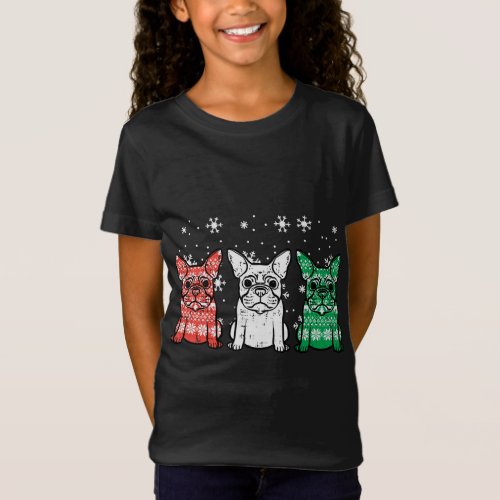 Christmas French Bulldogs Xmas Frenchie Dog T_Shirt