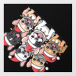 Christmas French Dogs Oversized T-Shirt Wall Decal