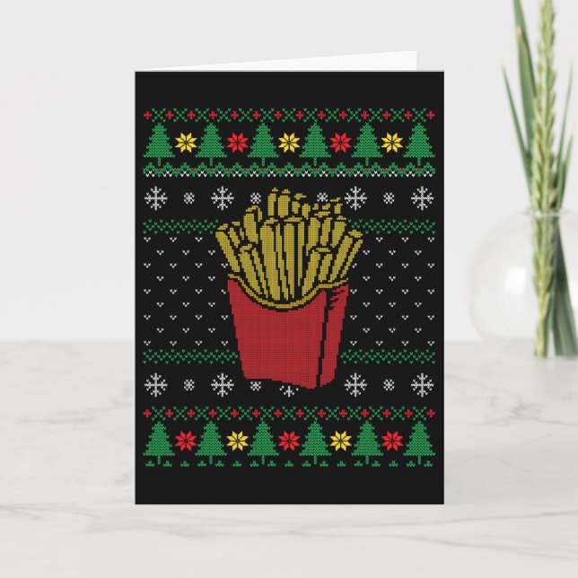 Christmas French Fries Ugly Sweater  Card (Front)