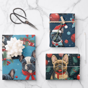 Christmas Frenchie Wrapping Paper Set of 3