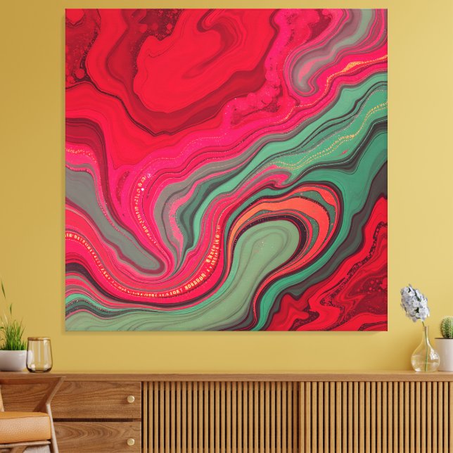 Christmas Frequency Bloom Abstract Wrapped Canvas Print (Insitu(LivingRoom))