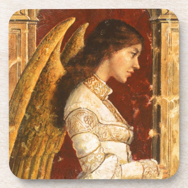 Christmas Fresco Angel Beverage Coaster (Front)
