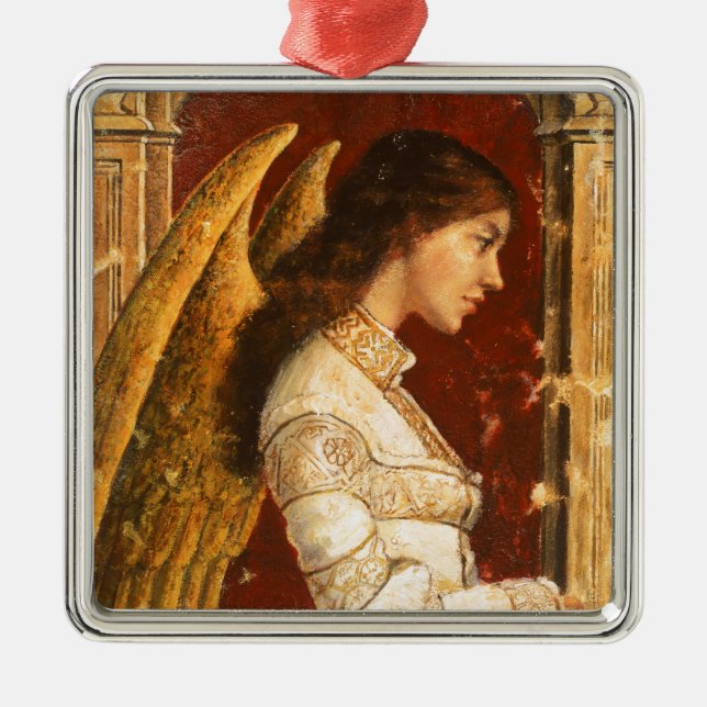 Christmas Fresco Angel Metal Ornament (Front)