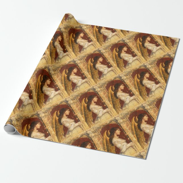 Christmas Fresco Angel Wrapping Paper (Unrolled)