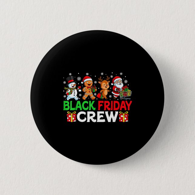 Christmas Friday Shopng Crew Black Shopng Family F Button (Front)
