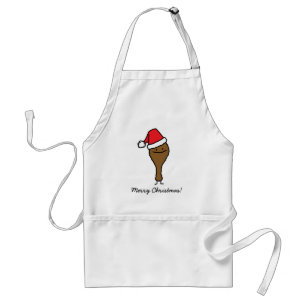 Christmas Fried Chicken leg Santa hat drumstick Adult Apron