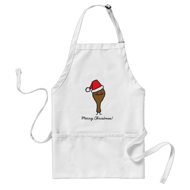 Christmas Fried Chicken leg Santa hat drumstick Adult Apron (Front)
