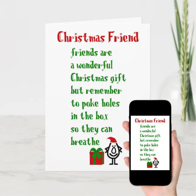 Christmas Friend A Funny Merry Christmas Poem Card Zazzle