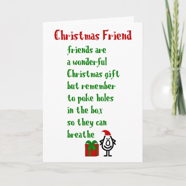 Christmas Friend, A Funny Merry Christmas Poem Card (Front)