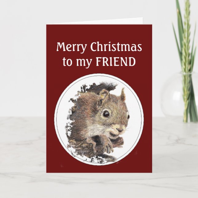 Christmas Friend Happiness Little Nuts Holiday Card (Front)
