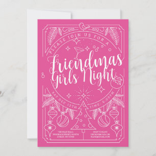 Christmas Friendmas Pink Girls Night Friends Invitation