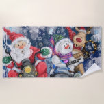 Christmas Friends Beach Towel Gift - Funny<br><div class="desc">Merry Christmas - Happy Christmas Friends - MIGNED Painting Design</div>