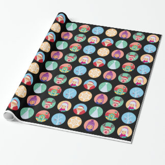Christmas friends dot pattern (black) wrapping paper