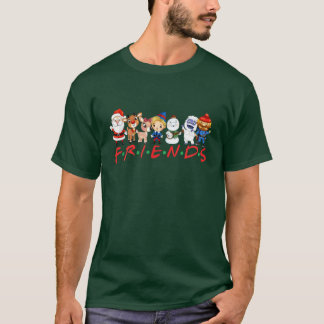 Christmas Friends Santa Rudolph Snowman Family  T-Shirt