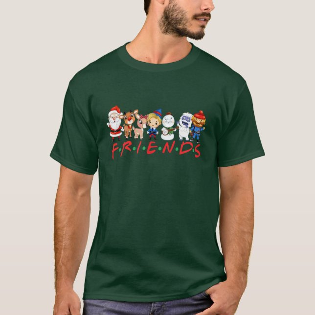 Christmas Friends Santa Rudolph Snowman Family  T-Shirt (Front)