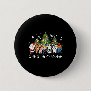 Christmas Friends Santa Rudolph Snowman Family Xma Button
