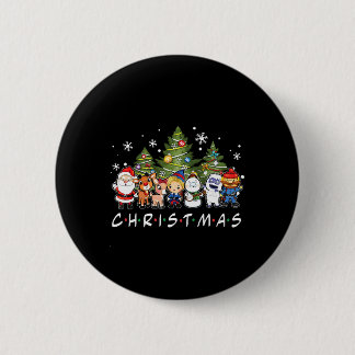 Christmas Friends Santa Rudolph Snowman Family Xma Button