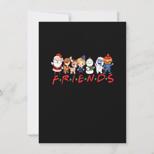 Christmas Friends Santa Rudolph Snowman Family Xma Invitation