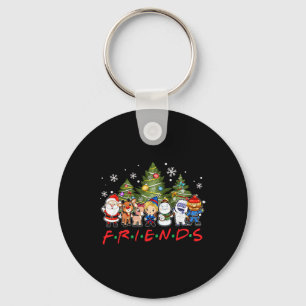 Christmas Friends Santa Rudolph Snowman Family Xma Keychain