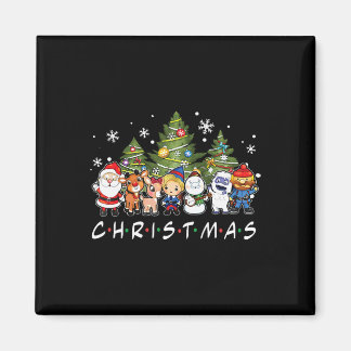Christmas Friends Santa Rudolph Snowman Family Xma Magnet