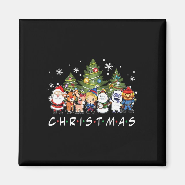 Christmas Friends Santa Rudolph Snowman Family Xma Magnet (Front)