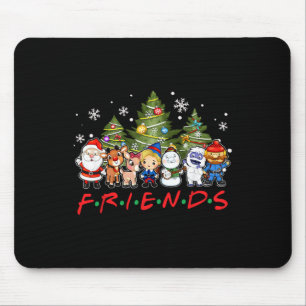 Christmas Friends Santa Rudolph Snowman Family Xma Mouse Pad