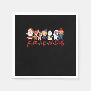 Christmas Friends Santa Rudolph Snowman Family Xma Napkins