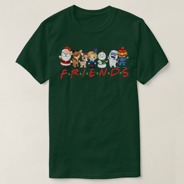 Christmas Friends Santa Rudolph Snowman Family Xma T-Shirt (Design Front)