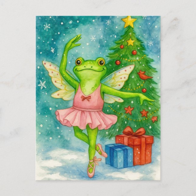 Christmas Frog Ballerina Postcard (Front)