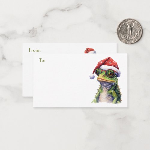 Christmas Frog Band ToFrom Gift Flat Note Cards