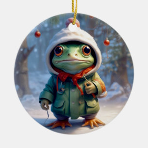 Christmas Frog Ceramic Ornament