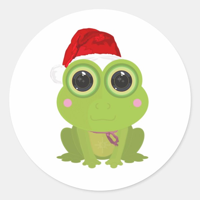 Christmas Frog   Classic Round Sticker (Front)