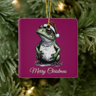 Christmas Frog Cottagecore Vintage Victorian Ceramic Ornament