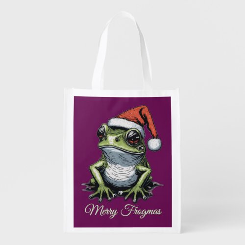 Christmas Frog Cottagecore Vintage Victorian Grocery Bag