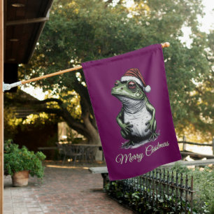 Christmas Frog Cottagecore Vintage Victorian House Flag