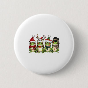 Christmas Frog Crew Santa Elf Reindeer Xmas Lights Button