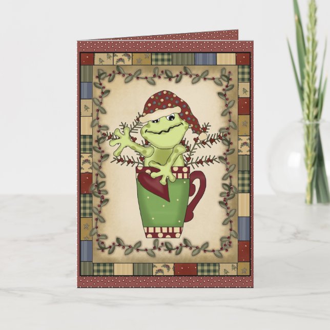 Christmas Frog Holiday Greeting card (Front)