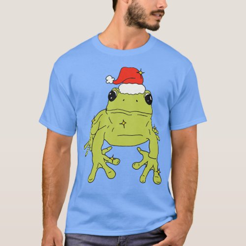 Christmas Frog in Christmas Hat T_Shirt