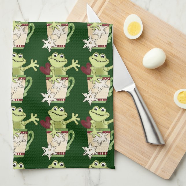 Christmas frog Mug Kitchen towel (Quarter Fold)