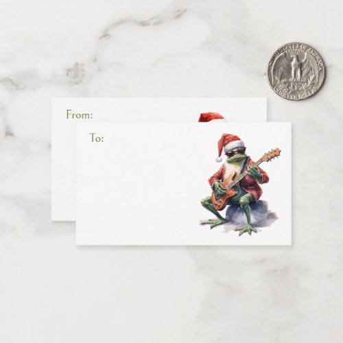 Christmas Frog Rock Band ToFrom Gift Note Card