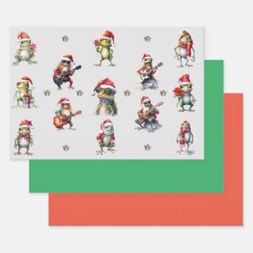 Christmas Frog Rock Band Wrapping Paper
