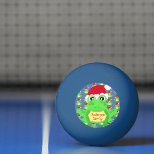 Christmas Frog Santa Hat Pattern Blue Novelty Ping Pong Ball