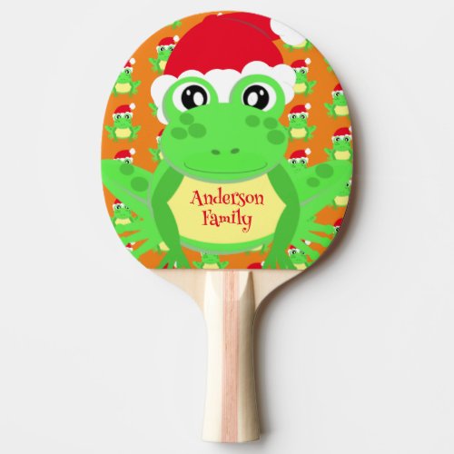 Christmas Frog Santa Hat Pattern Orange Novelty  Ping Pong Paddle