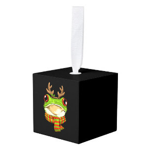 Christmas Frog Toad Santa Clause Reindeer Xmas Cube Ornament
