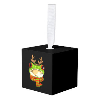 Christmas Frog Toad Santa Clause Reindeer Xmas Cube Ornament