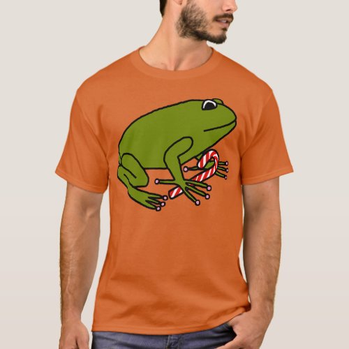 Christmas Frog with Candy Cane T_Shirt