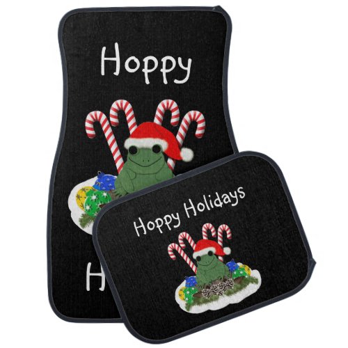 Christmas Frog with Candy Canes Car Floor Mat