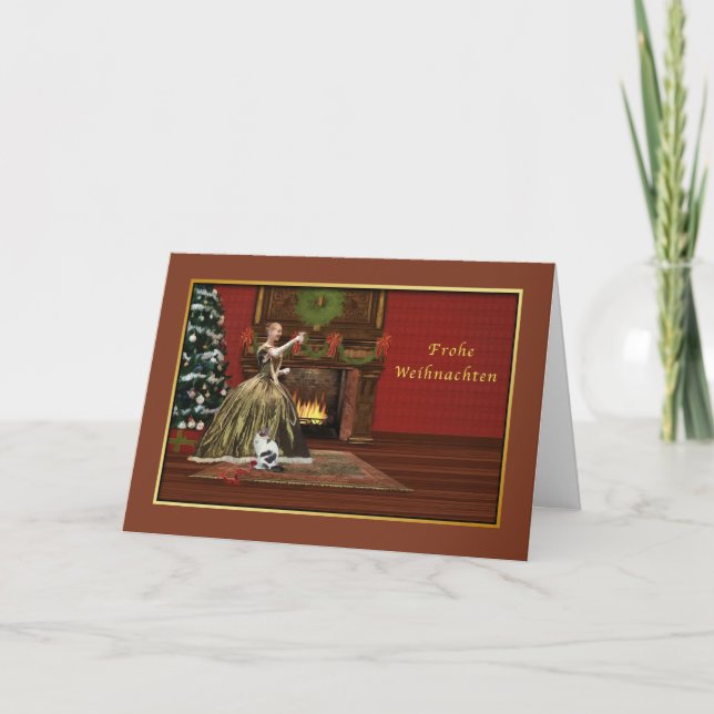 Christmas, Frohe Weihnachten, German, Vintage Holiday Card (Front)